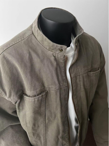 Férfiak számára készült amerikai stílusú, vintage mosott Harrington dzseki, téli melegített kivitel, rövid szabású, álló gallér, mindennapi külső ruházat.
