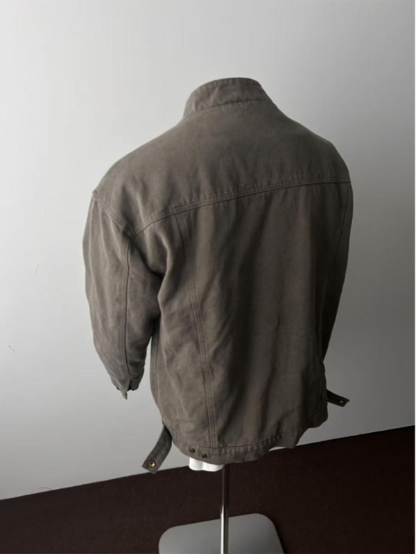 Férfiak számára készült amerikai stílusú, vintage mosott Harrington dzseki, téli melegített kivitel, rövid szabású, álló gallér, mindennapi külső ruházat.