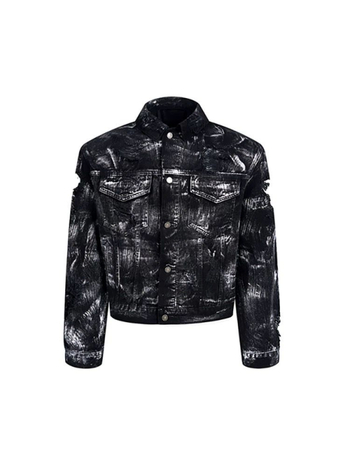 Traper jakna u wasteland stilu, unisex, s jastučićima na ramenima, oprana i izgrebana, za proljeće i jesen.