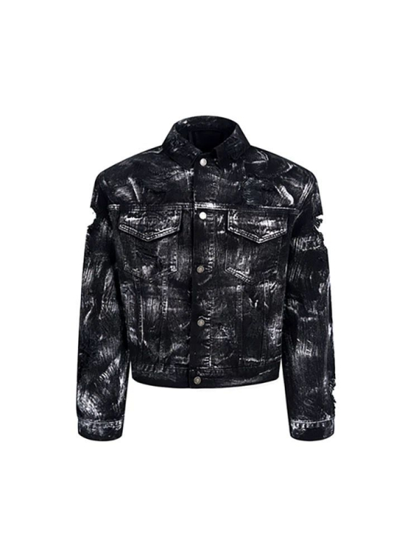 Traper jakna u wasteland stilu, unisex, s jastučićima na ramenima, oprana i izgrebana, za proljeće i jesen.