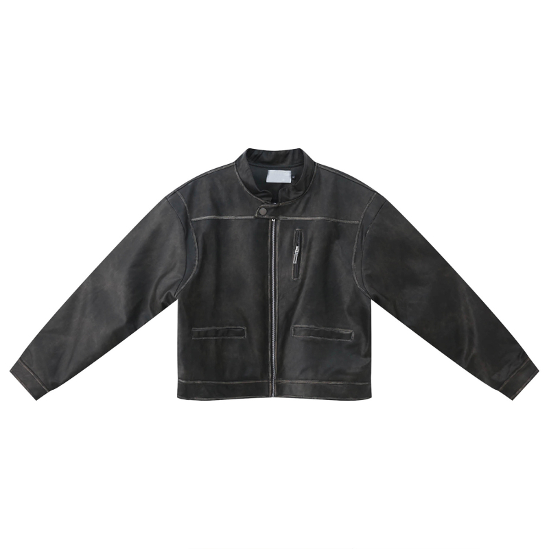 MTLCLOTHES Ανδρικό PU Δερμάτινο Μπουφάν Μοτοσικλέτας, Μαύρο, Ρετρό Στυλ Φθινόπωρο 2023, Ευρεία Γραμμή, Κοντό Μήκος
