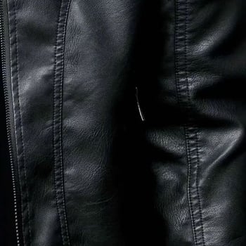Ανδρικό PU δερμάτινο μπουφάν, κοντό μήκος με σταθερό γιακά, ρετρό στυλ μοτοσικλέτας, casual εξωτερικό για άνοιξη και φθινόπωρο