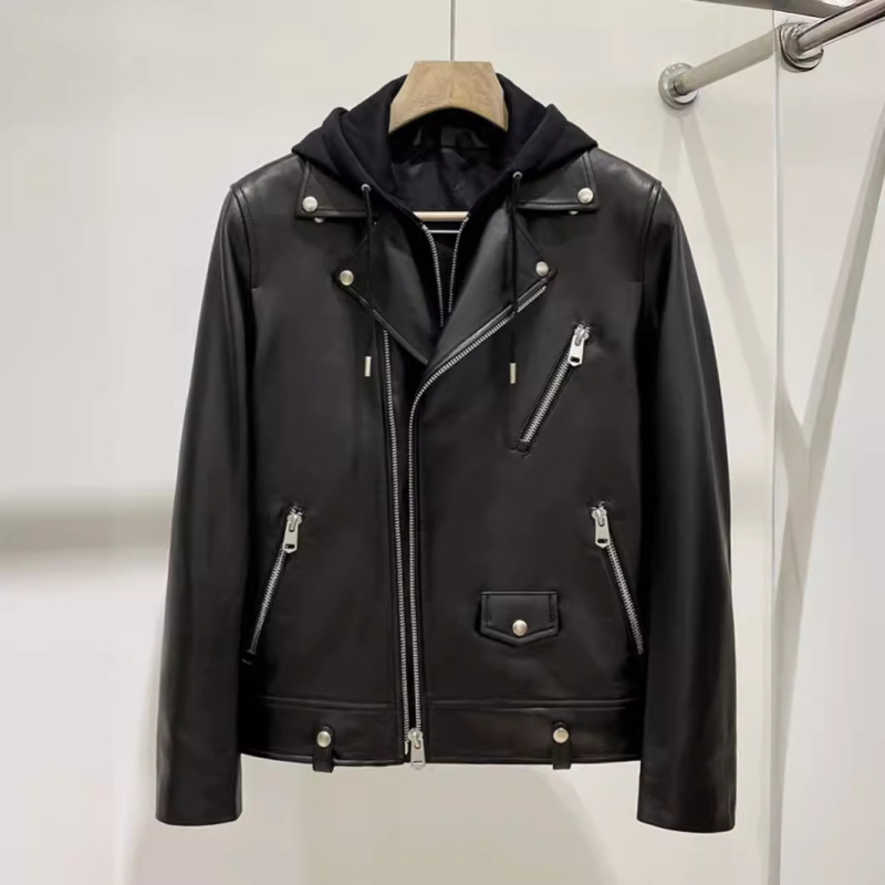 2024 tavasz-ősz férfi PU bőrkabát, koreai stílus, slim-fit, hétköznapi motoros dzseki