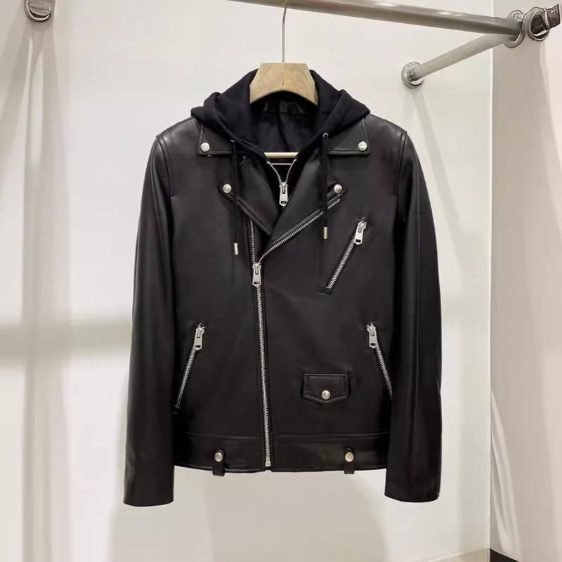 2024 tavasz-ősz férfi PU bőrkabát, koreai stílus, slim-fit, hétköznapi motoros dzseki