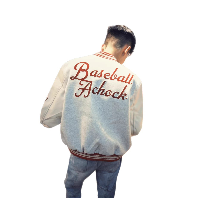 Férfi baseball dzseki amerikai stílusban patchwork betűhímzéssel, tavasz–ősz
