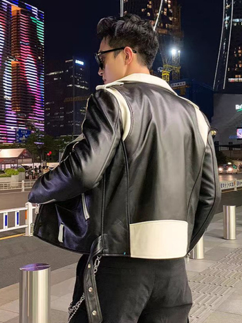 Hanlu PU bőrdzseki uniszex, férfiak és nők számára, 2025 ősz, vintage motoros stílus, lazán szabott
