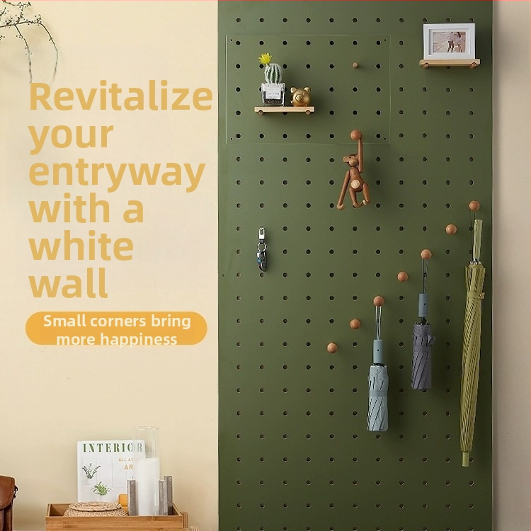 Masívny drevený viacvrstvový perforovaný panel na uskladnenie, nástenná drevená knižnica, deliace úložisko, zavesný panel na stenu, moderný minimalistický dizajn