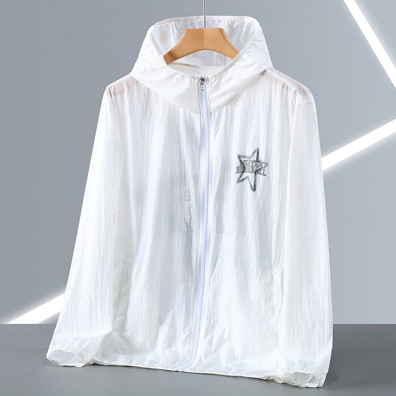 Geacă pentru bărbați plus size, protecție UV, ultra-subțire, cu detaliu fosforescent pentru vară