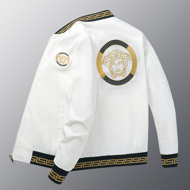 Férfiaknak tervezett hímzett bomberdzseki – tavasz és ősz, könnyed luxus stílus