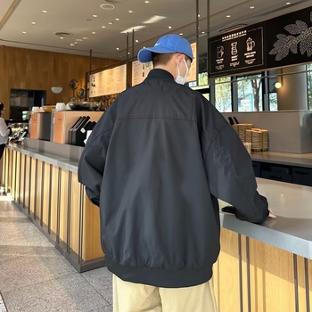 Muška casual jakna s baseballskim ovratnikom, jesen 2023, crna, američki stil, radna jakna