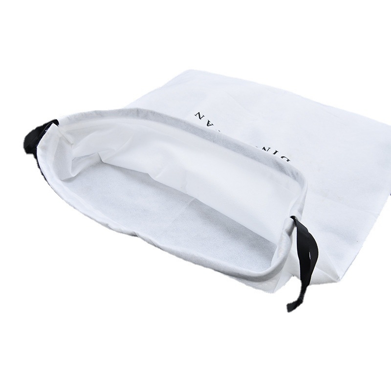 Sac de depozitare din material nețesut, cu închidere prin șnur pentru protecție împotriva prafului și logo, sac de pantofi din spunlace pentru hoteluri și magazine de curățare a pantofilor, ecologic.