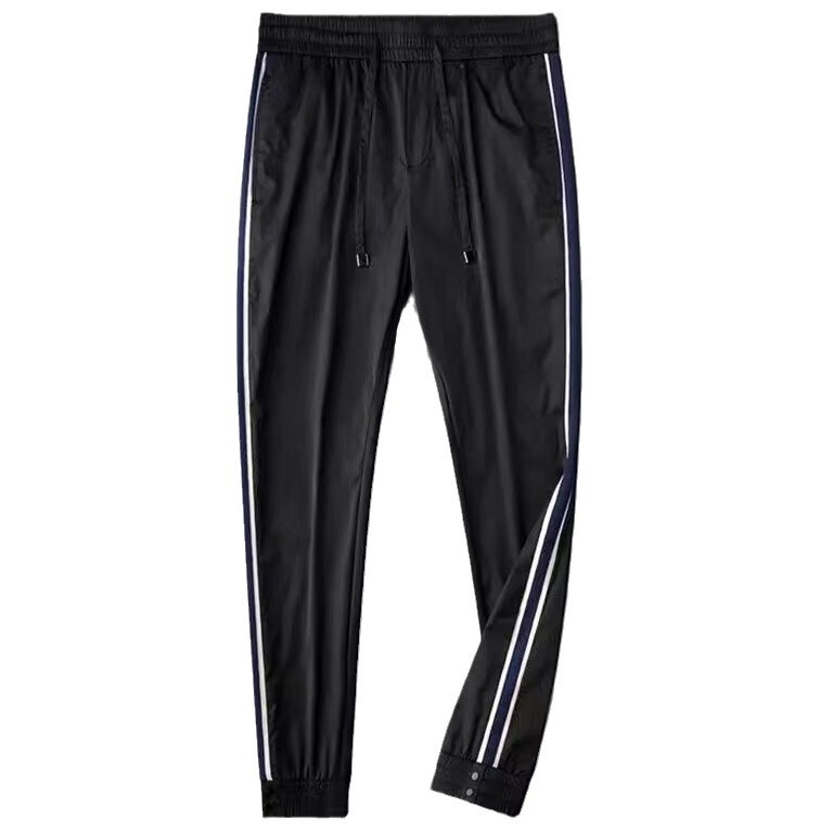 Muške ljetne sportke hlače od ice-silk, uski kroj, tanke, prugaste, brzo se suše