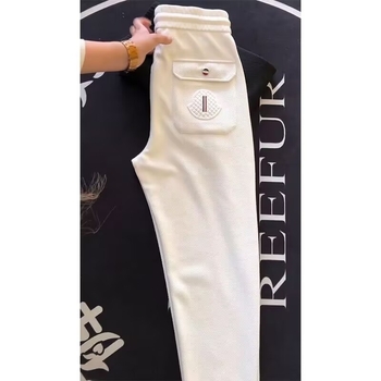 Muške visokokvalitetne casual hlače, jesen-zimski stil, uzorak ananasa, uski kroj, jogger hlače s elastičnim završetkom, rastezljive, svestrane