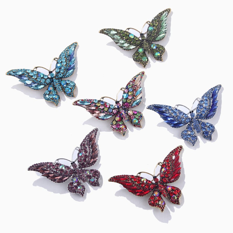 Broșă cu fluture din cristal – mare, în stil retro, bijuterie inspirată de insecte pentru femei, accesoriu pentru palton