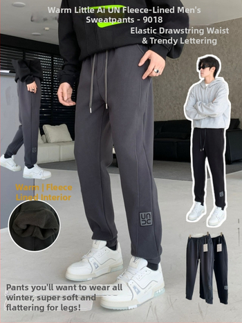 Férfi melegítő nadrág fleece-béléssel, meleg és laza szabású, jogger-stílus