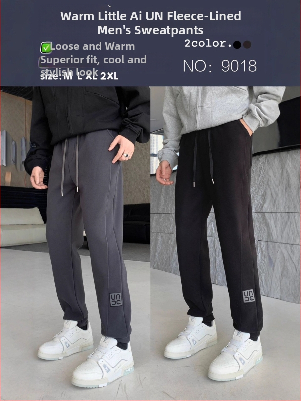 Férfi melegítő nadrág fleece-béléssel, meleg és laza szabású, jogger-stílus
