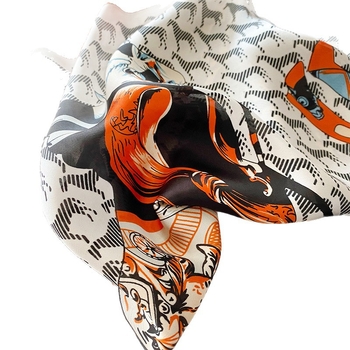 Șal pătrat 70×70 cm pentru femei, mătase sintetică, esarfa elegantă pentru gât, stil retro, căldură de iarnă