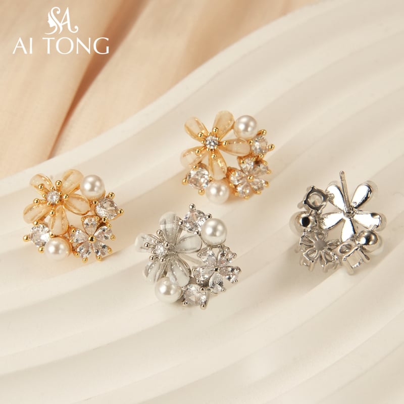 Χαλκινά σκουλαρίκια σε σχήμα λουλουδιού, γαλλικό στυλ ελαφριάς πολυτέλειας μόδας για γυναίκες