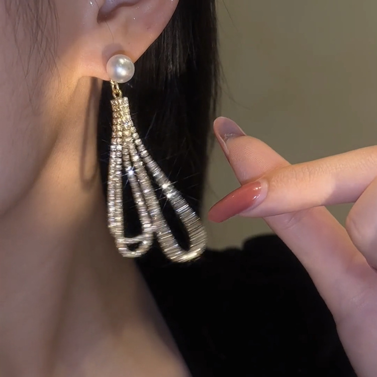 Viacvrstvové strapcové náušnice pre ženy, elegantné dlhé visiace náušnice s geometrickým dizajnom, zapínanie zo striebra 925