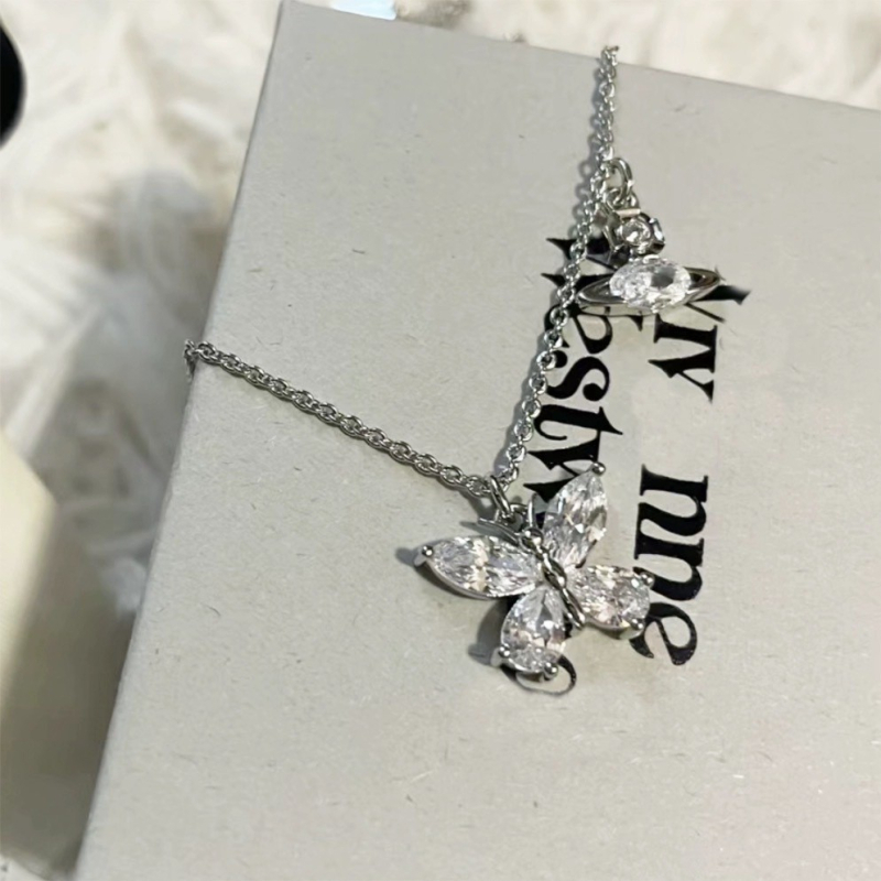 Xijia set naušnica i ogrlica s cirkonima, leptir oblik, asimetrični Saturn motiv za žene — vrhunska elegancija, sjajan izgled