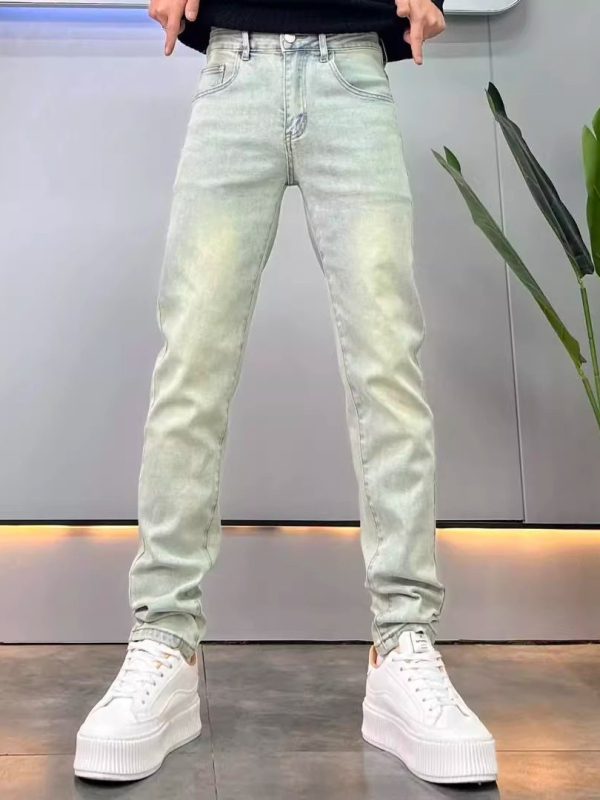 Amerikai retro kopott hatású farmernadrág férfiaknak, új modell, menő és trendi, sokoldalú, rugalmas, szűk fazon, hosszú nadrág.