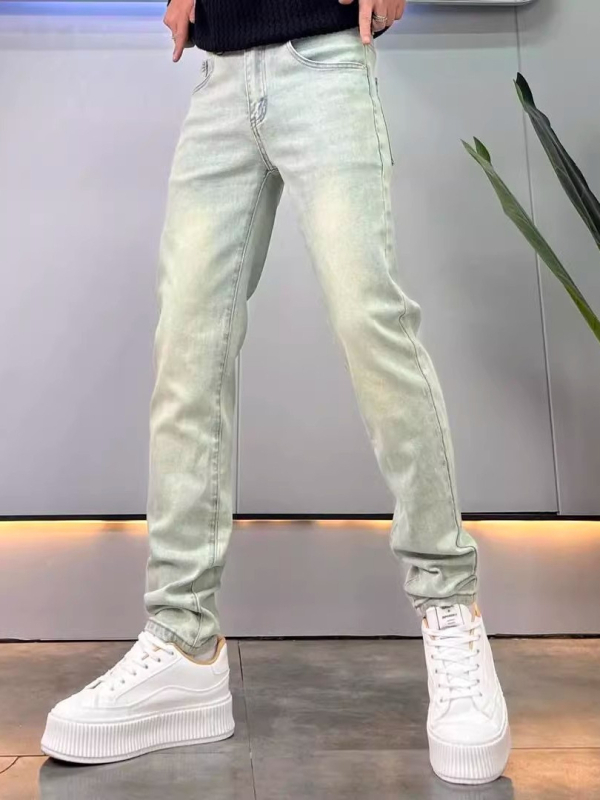Amerikai retro kopott hatású farmernadrág férfiaknak, új modell, menő és trendi, sokoldalú, rugalmas, szűk fazon, hosszú nadrág.
