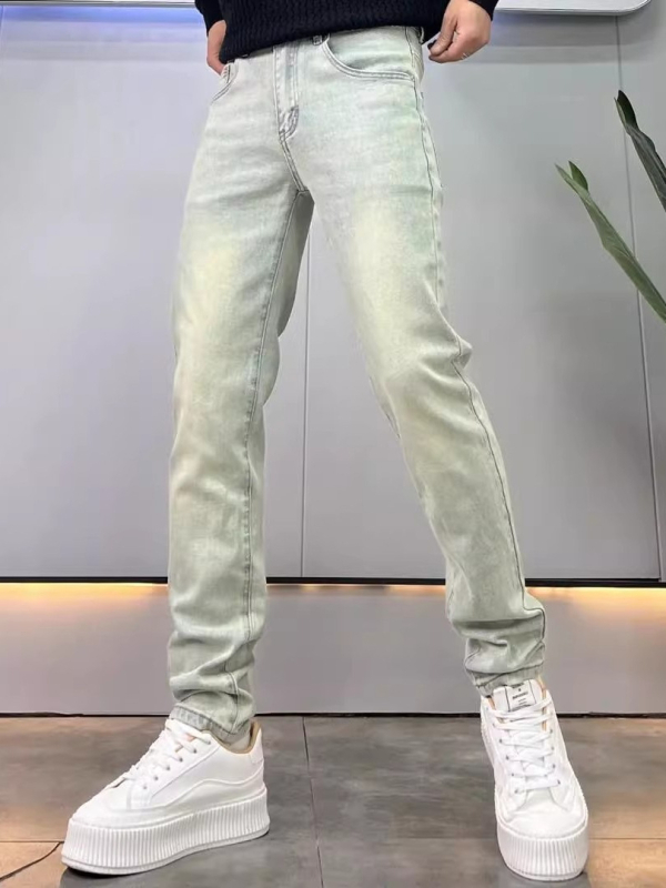 Amerikai retro kopott hatású farmernadrág férfiaknak, új modell, menő és trendi, sokoldalú, rugalmas, szűk fazon, hosszú nadrág.