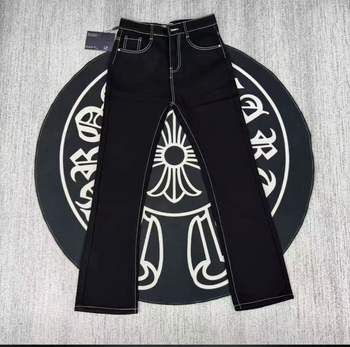 Fekete férfi denim nadrág, slim-fit, egyenes szabás, mindennapi viselet