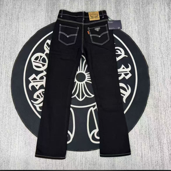 Fekete férfi denim nadrág, slim-fit, egyenes szabás, mindennapi viselet