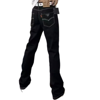 Fekete férfi denim nadrág, slim-fit, egyenes szabás, mindennapi viselet