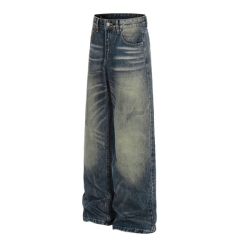 G6945 Amerikai utcai stílusú uniszex farmernadrág, magas minőségű mosott vintage kék denim