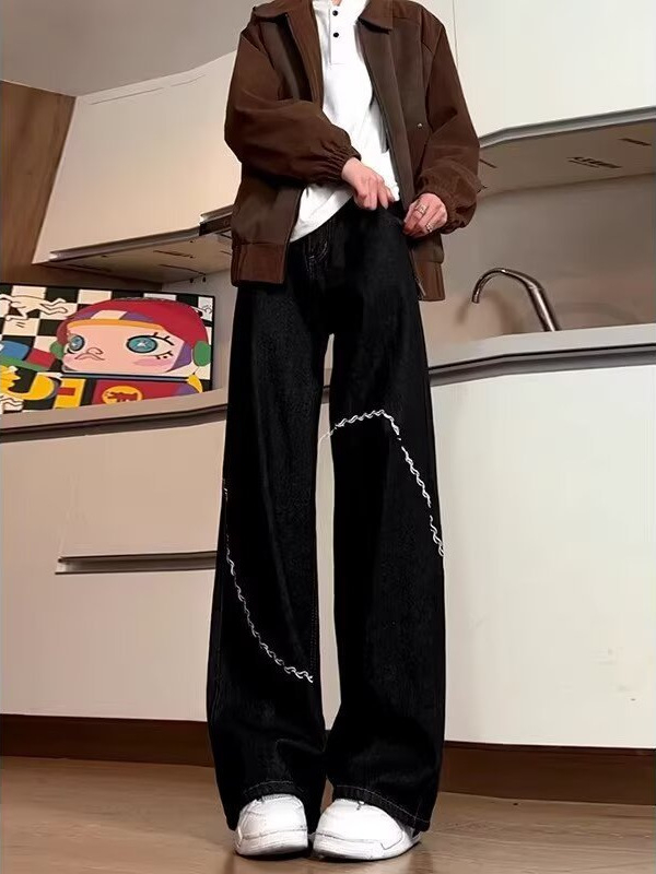 Férfi farmernadrág amerikai stílusú dizájnnal, 2026-os új modell, széles- és egyenes szárú fazonok, retro casual