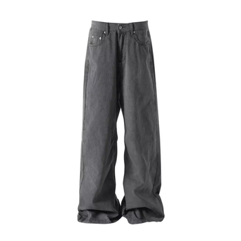 Vintage szürke férfi farmer, egyenes szabású, distressed mosású, amerikai hétköznapi stílus