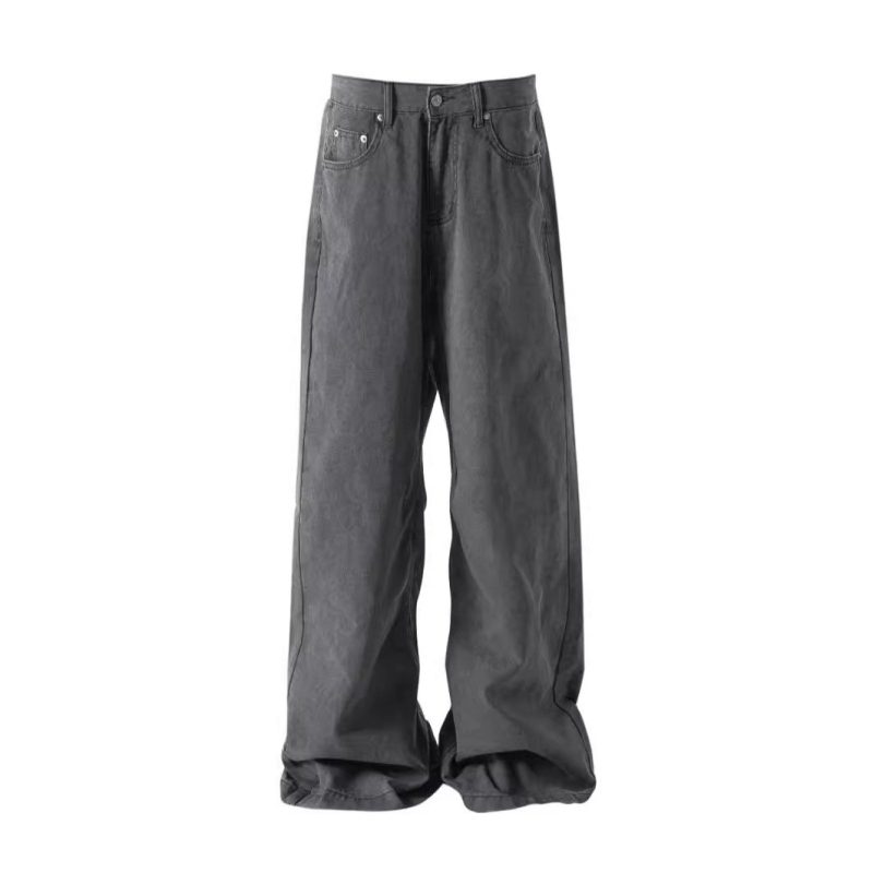 Vintage szürke férfi farmer, egyenes szabású, distressed mosású, amerikai hétköznapi stílus