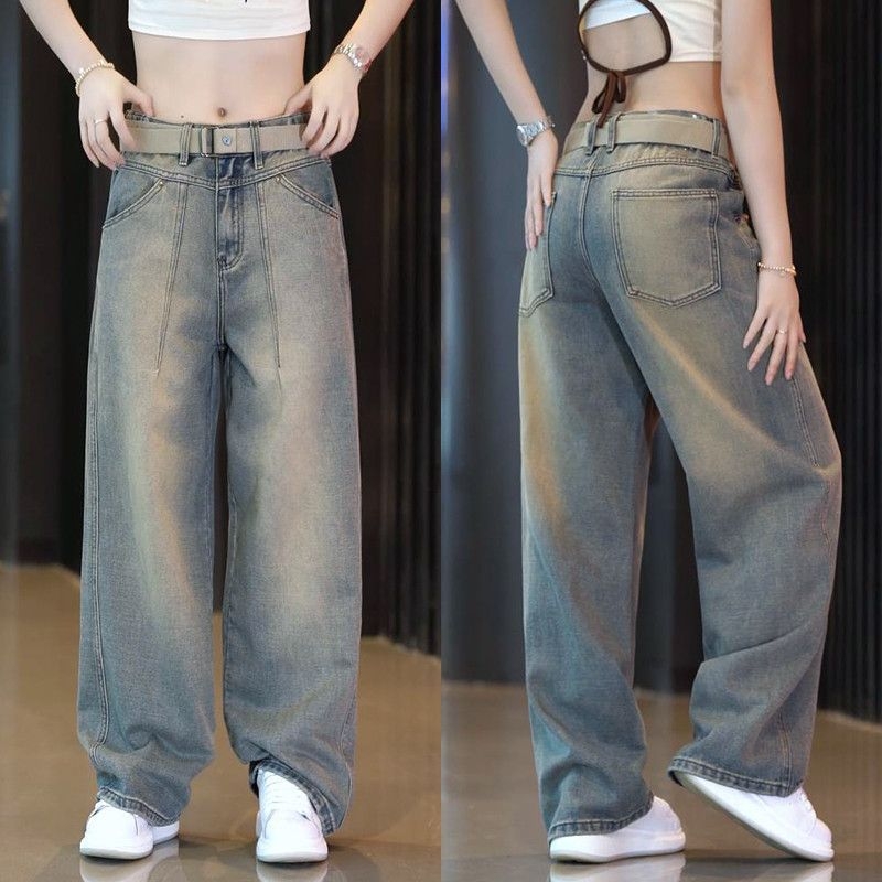 Férfiaknak szóló amerikai retro denim nadrág, vintáz mosott, egyenes szabású, mindennapi viselet