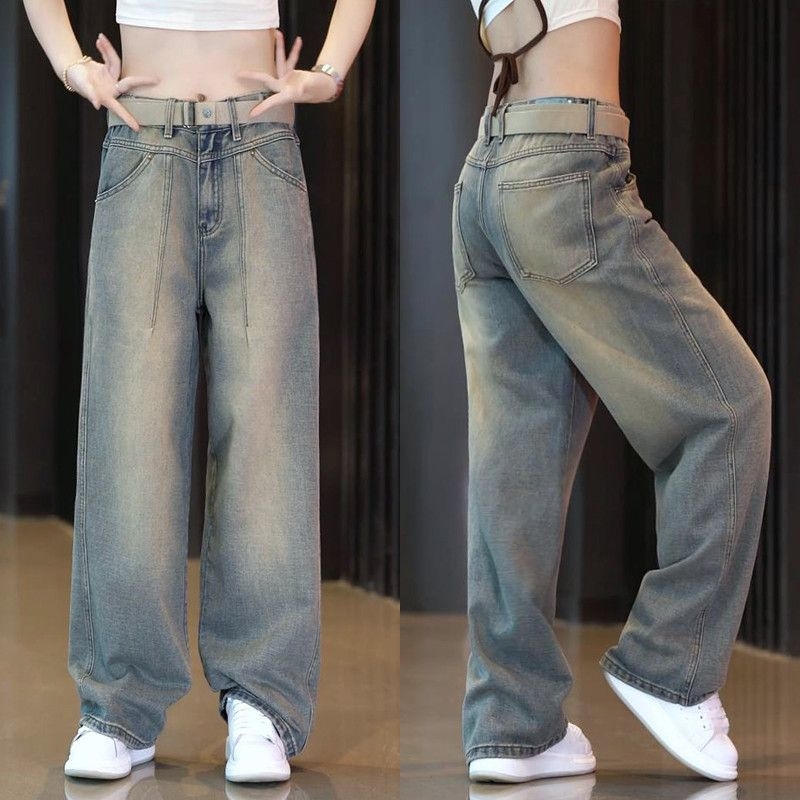 Férfiaknak szóló amerikai retro denim nadrág, vintáz mosott, egyenes szabású, mindennapi viselet