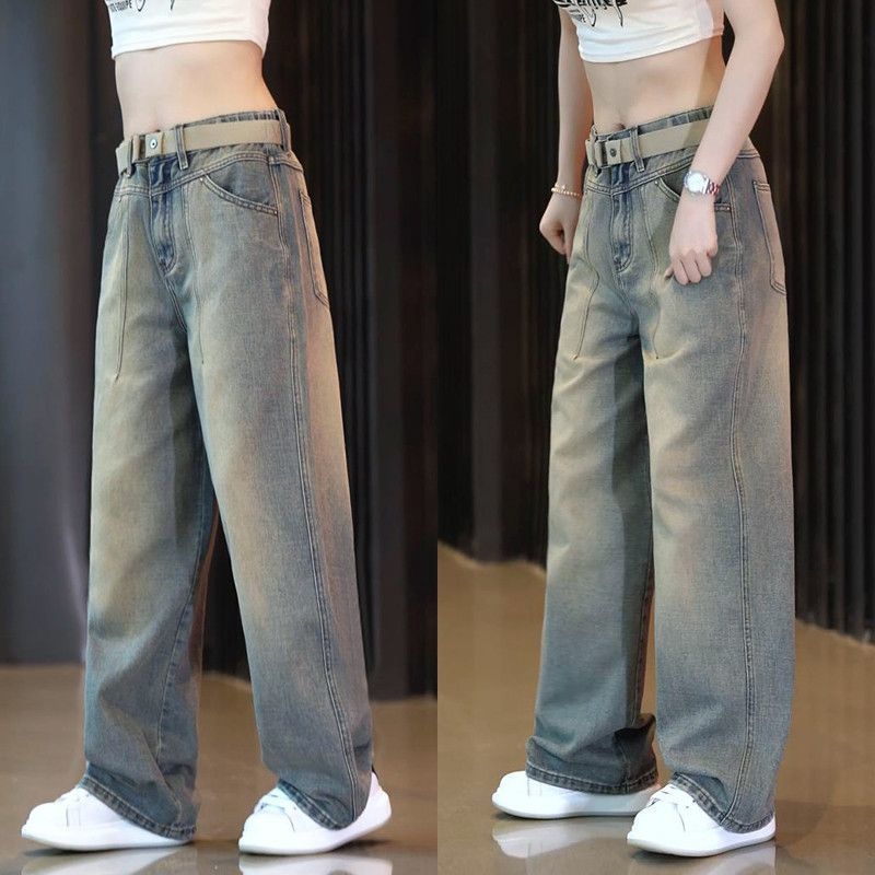 Férfiaknak szóló amerikai retro denim nadrág, vintáz mosott, egyenes szabású, mindennapi viselet