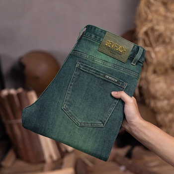 Green Water Ghost muške slim-fit traperice, novi model, duljina 9/10, zeleni trendovski stil