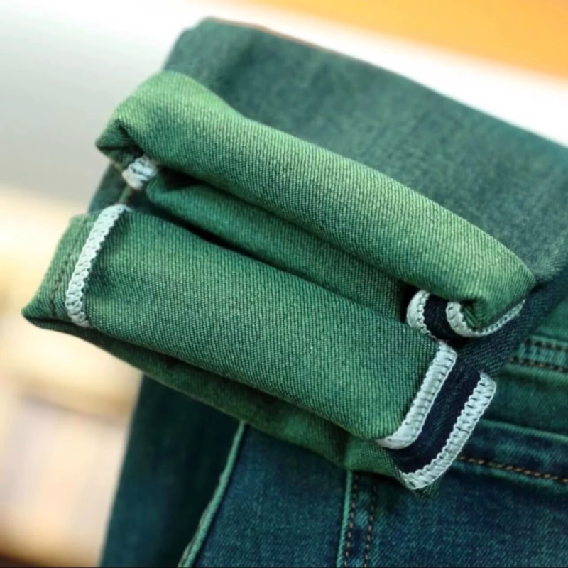 Green Water Ghost muške slim-fit traperice, novi model, duljina 9/10, zeleni trendovski stil