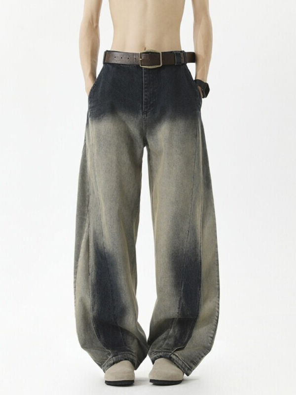 Férfi egyenes szárú farmer, nehéz denim, 2025 tavasz–ősz, prémium mosás, distressed casual nadrág