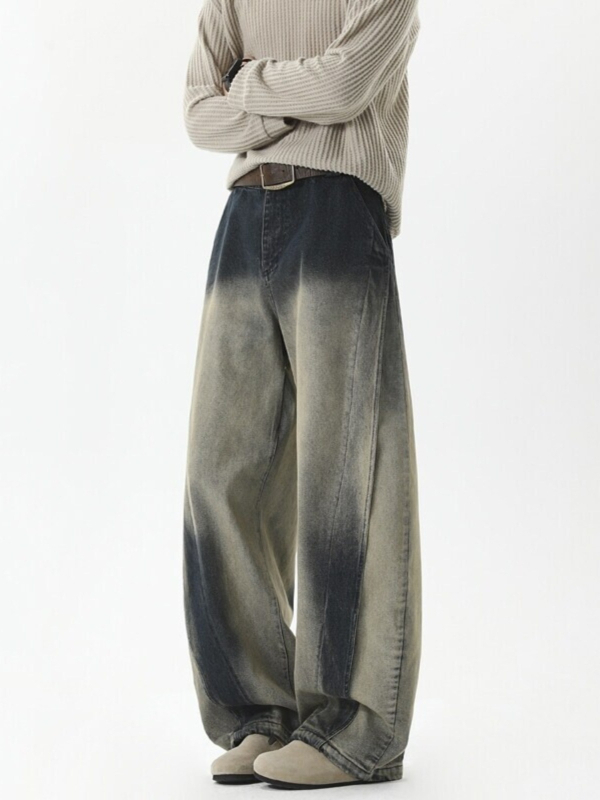 Férfi egyenes szárú farmer, nehéz denim, 2025 tavasz–ősz, prémium mosás, distressed casual nadrág