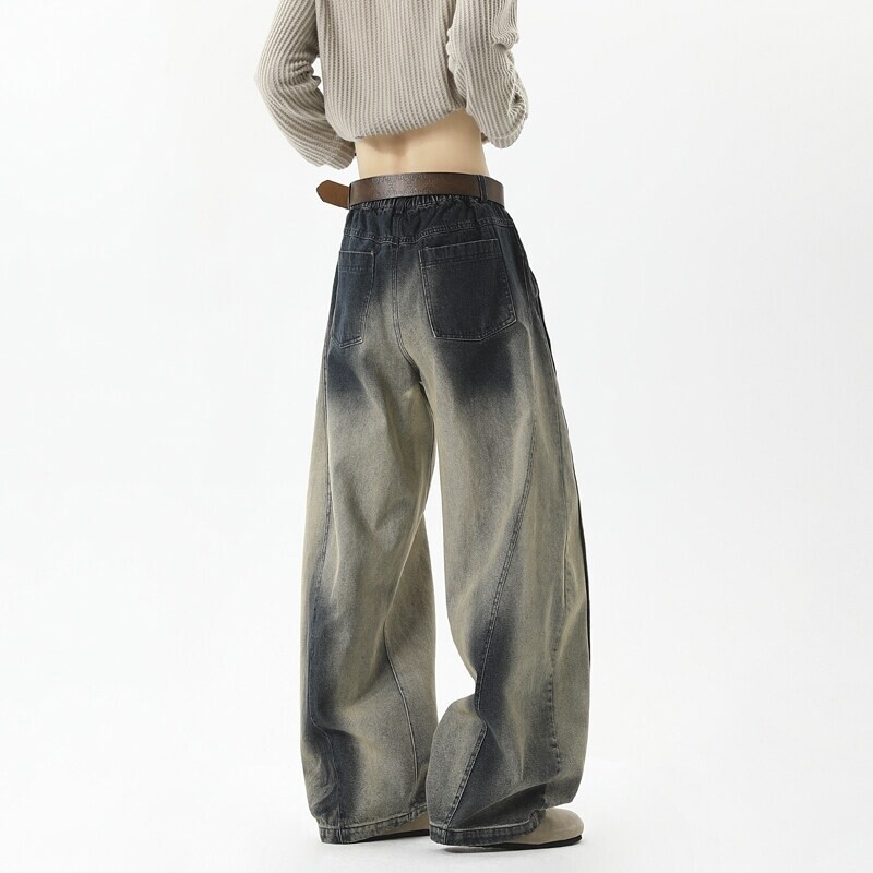 Férfi egyenes szárú farmer, nehéz denim, 2025 tavasz–ősz, prémium mosás, distressed casual nadrág