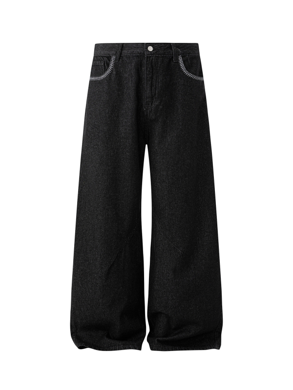 MyQ férfi retro nyers denim nadrág, 2026 tavasz, széles szárú egyenes fazon, koreai dizájn