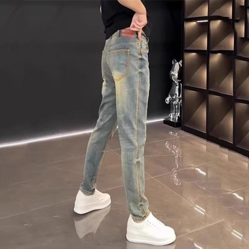 Muške visokokvalitetne traperice – jesen/zima, slim fit, casual denim s pranjem, elastične, uski ravni kroj nogavica