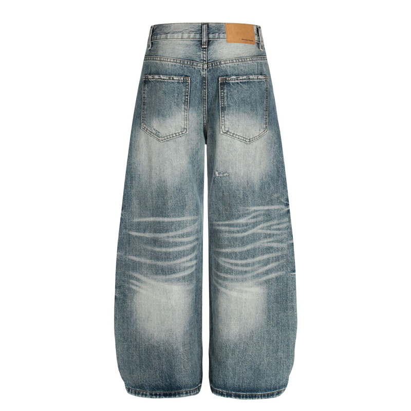 25 amerikai új modell, street-stílus, prémium mosott retro macskabajusz mintával, férfi lazább szabású farmer, Scimitar jeans