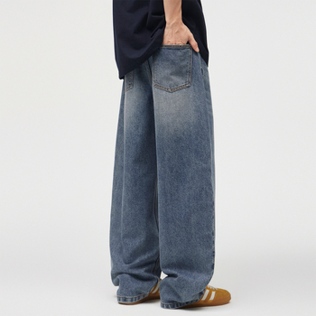 Légáteresztő Tencel-pamutból készült mosott denim nadrág férfiaknak, tavaszi stílus, amerikai retro, magas minőség, sokoldalú, egyenes szabás