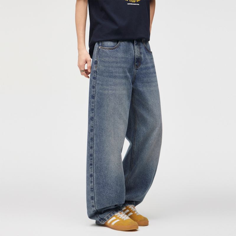 Légáteresztő Tencel-pamutból készült mosott denim nadrág férfiaknak, tavaszi stílus, amerikai retro, magas minőség, sokoldalú, egyenes szabás