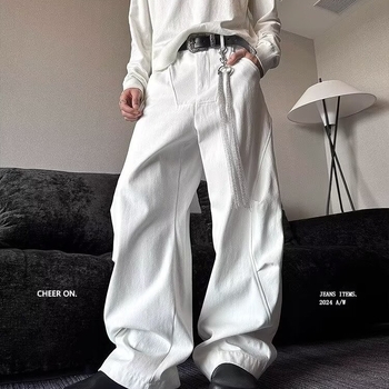 Američkog stila, novi model 2024., Sickle Jeans s plisama i zakrivljenim širokim krojem, casual hlače