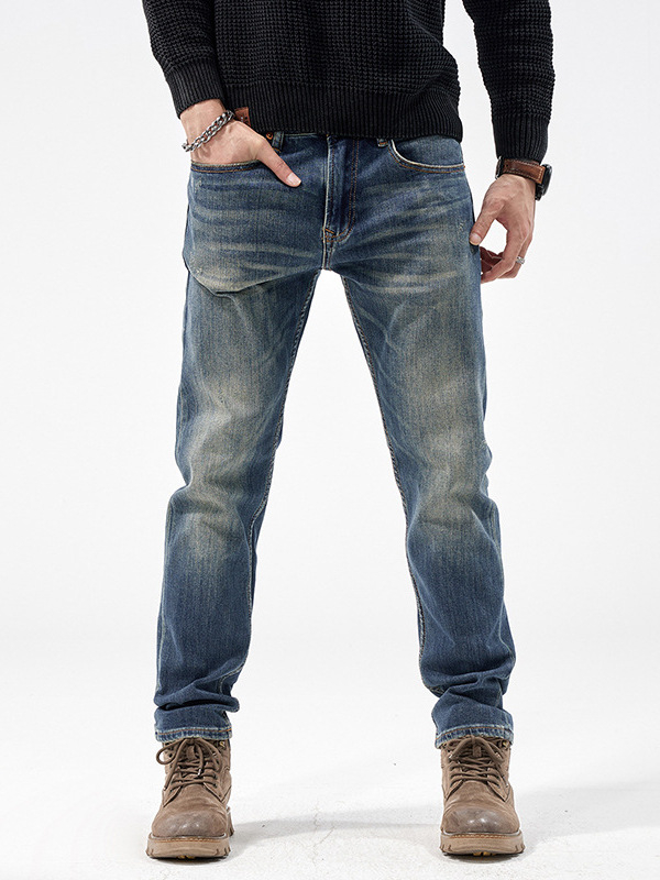 Love Clothes Season Férfi farmernadrág – magas minőség, európai stílus, egyenes szabású, mindennapi distressed farmer