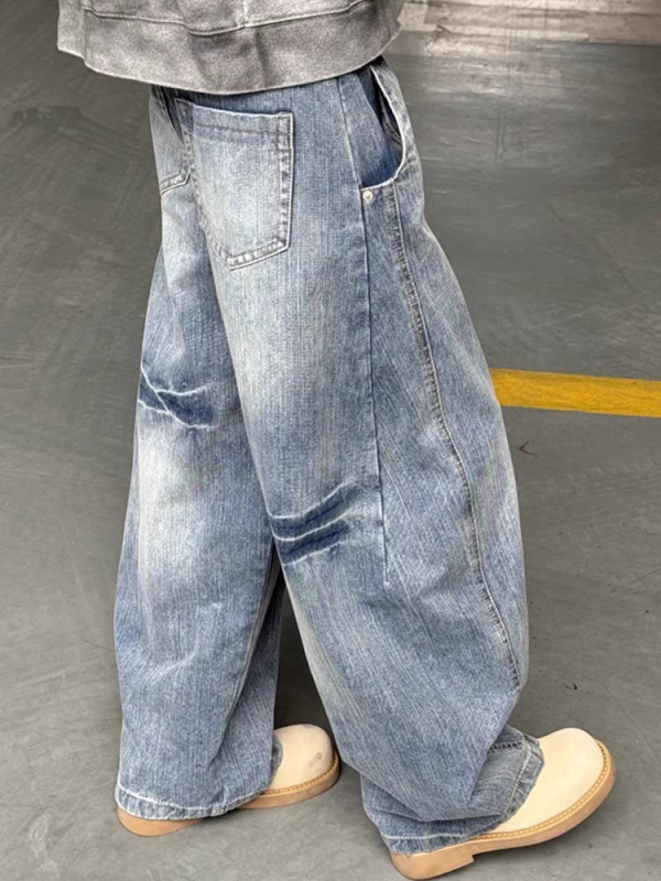 Férfi csíkos, széles szárú farmernadrág, őszi amerikai retro hip-hop stílusú, egyedi kialakítás